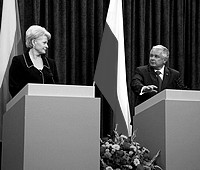 Prezydenci Litwy i Polski,  Dalia Grybauskaite i Lech Kaczyński.