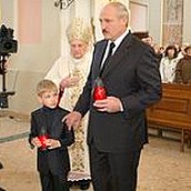 Prezydent Białorusi z synem. Fot.