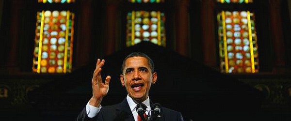 Barack Obama przemawia na Uniwersytecie Georgetown.
