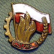 Odznaka Organizacji Harcerskiej ZMP okresu stalinowskiego.