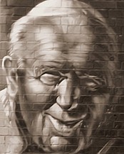 Fragment graffiti z Janem Pawłem II, które powstało w 2005 roku, po śmierci papieża.